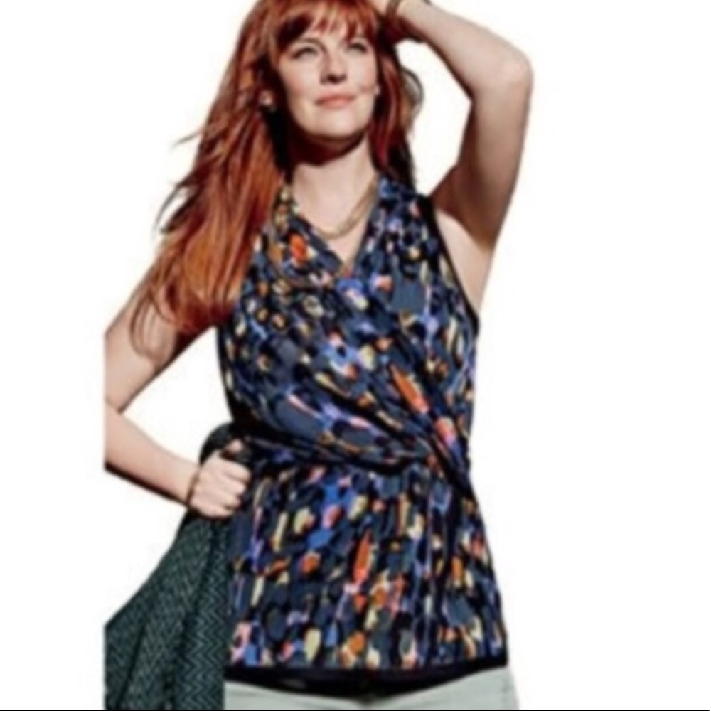 CAbi Flaunt Faux Wrap Blouse Sz Large 3077